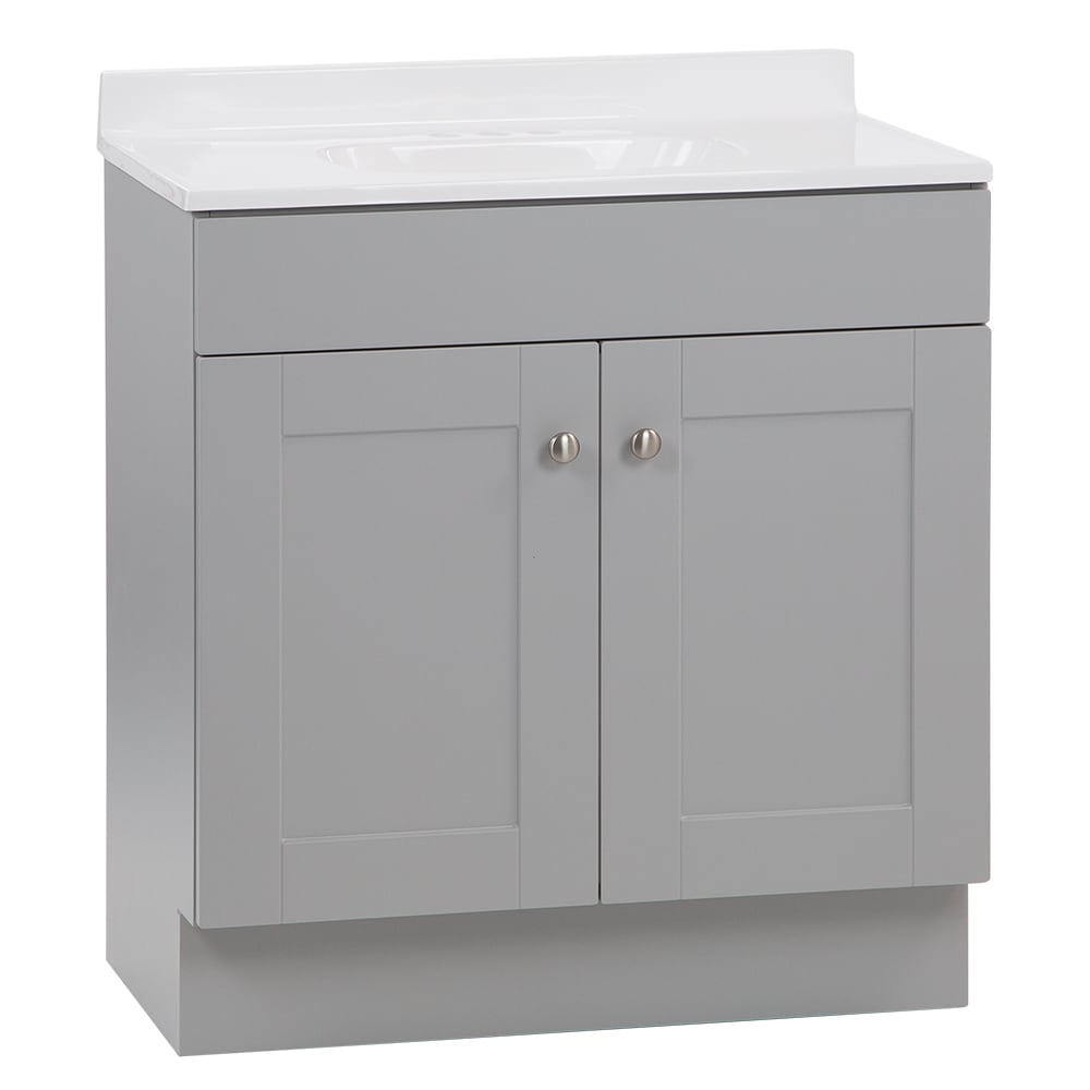 Project Source 30-in Gray Single Sink Bathroom Vanity with White Cultured Marble Top | R39 VBCU3018
