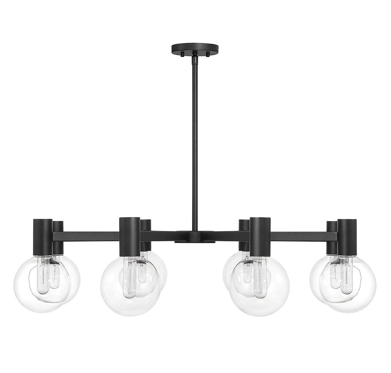 Wright Matte Black 8-Light Chandelier with Clear Glass Shades