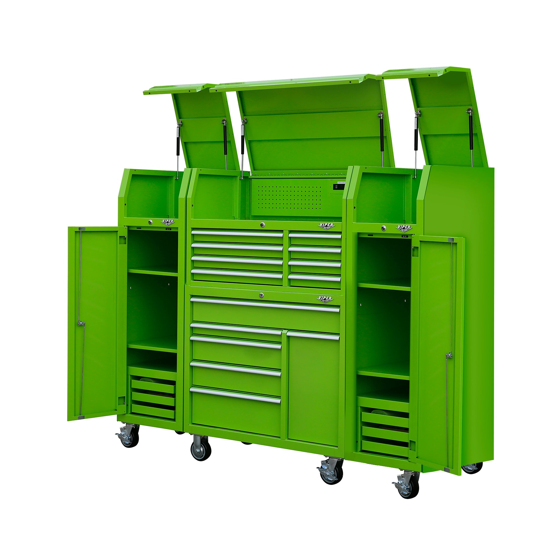 81.5-in W x 67.33-in H 14-Drawer Steel Rolling Tool Cabinet (Green)