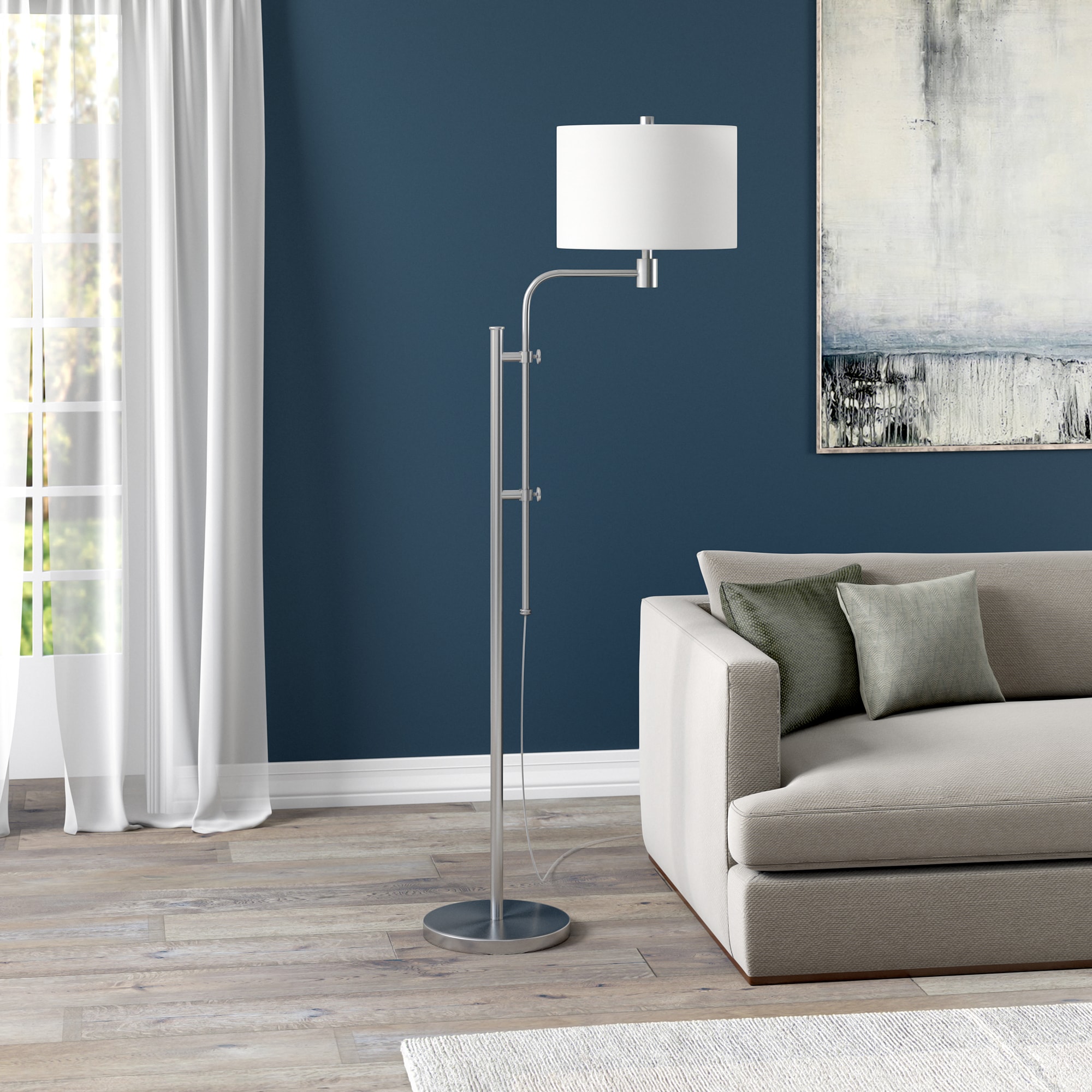 Hailey Home Polly 71-in Brushed Nickel Floor Lamp in the Floor Lamps ...