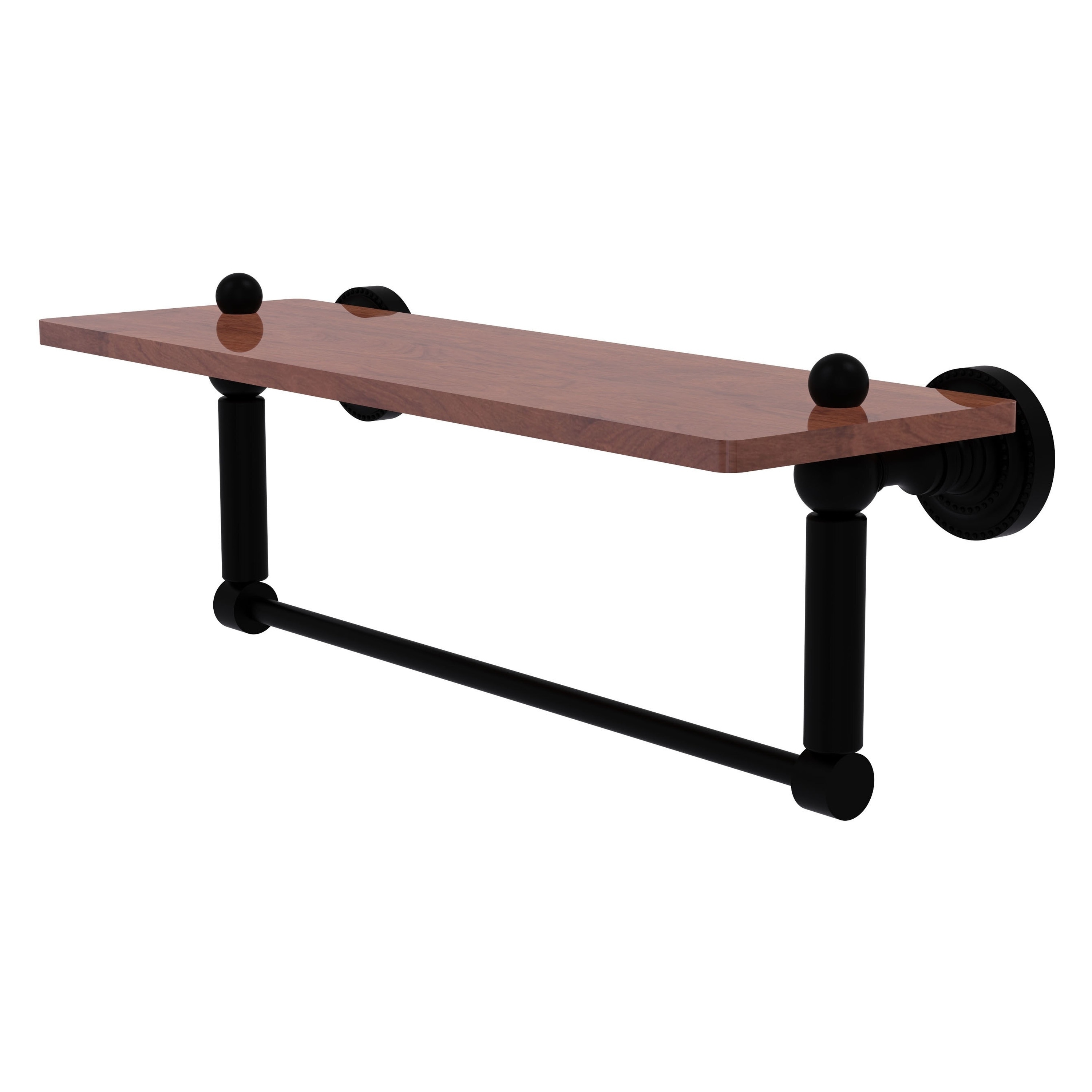 Allied Brass DT-1TB-16-IRW-BKM Dottingham Matte Black Wall mount Bathroom Shelf ( 16-in x 5-in x 5-in )