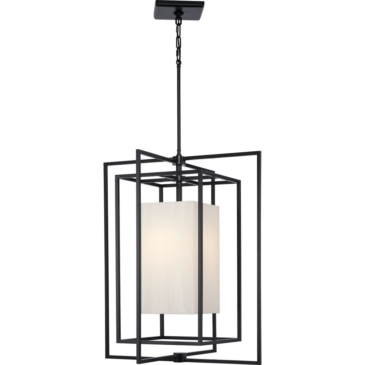 Matte Black Geometric Indoor/Outdoor Pendant Light with Acrylic Shade