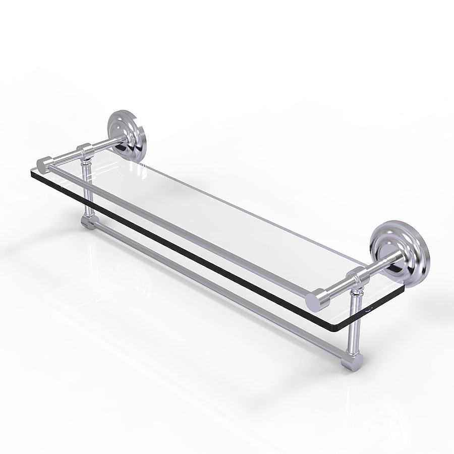 Allied Brass Que New Satin Chrome 1-Tier Brass Wall Mount Bathroom Shelf Allied Brass Que New Satin Chrome 1-Tier Brass Wall Mount Bathroom Shelf