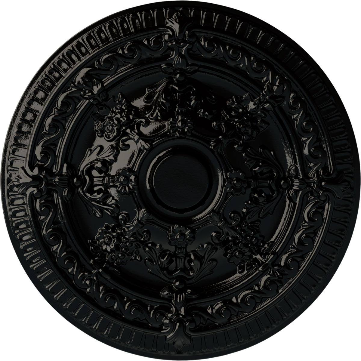 Ekena Millwork CM26VIBPS Vincent 26-in W x 26-in L Painted Black Pearl Polyurethane Whole Ceiling Medallion