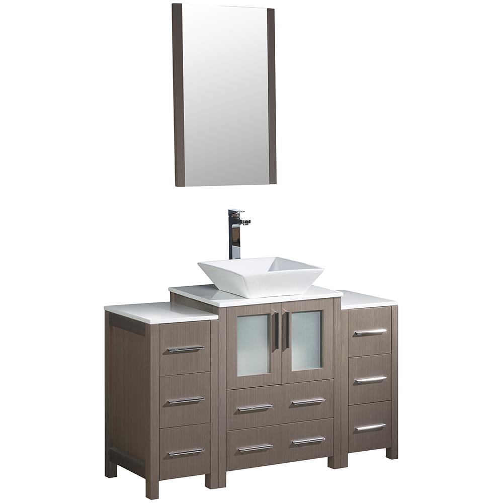 Fresca FVN62-122412GO-VSL Torino 48-in Gray Oak Single sink Bathroom Vanity with White Ceramic Top (Mirror Included)