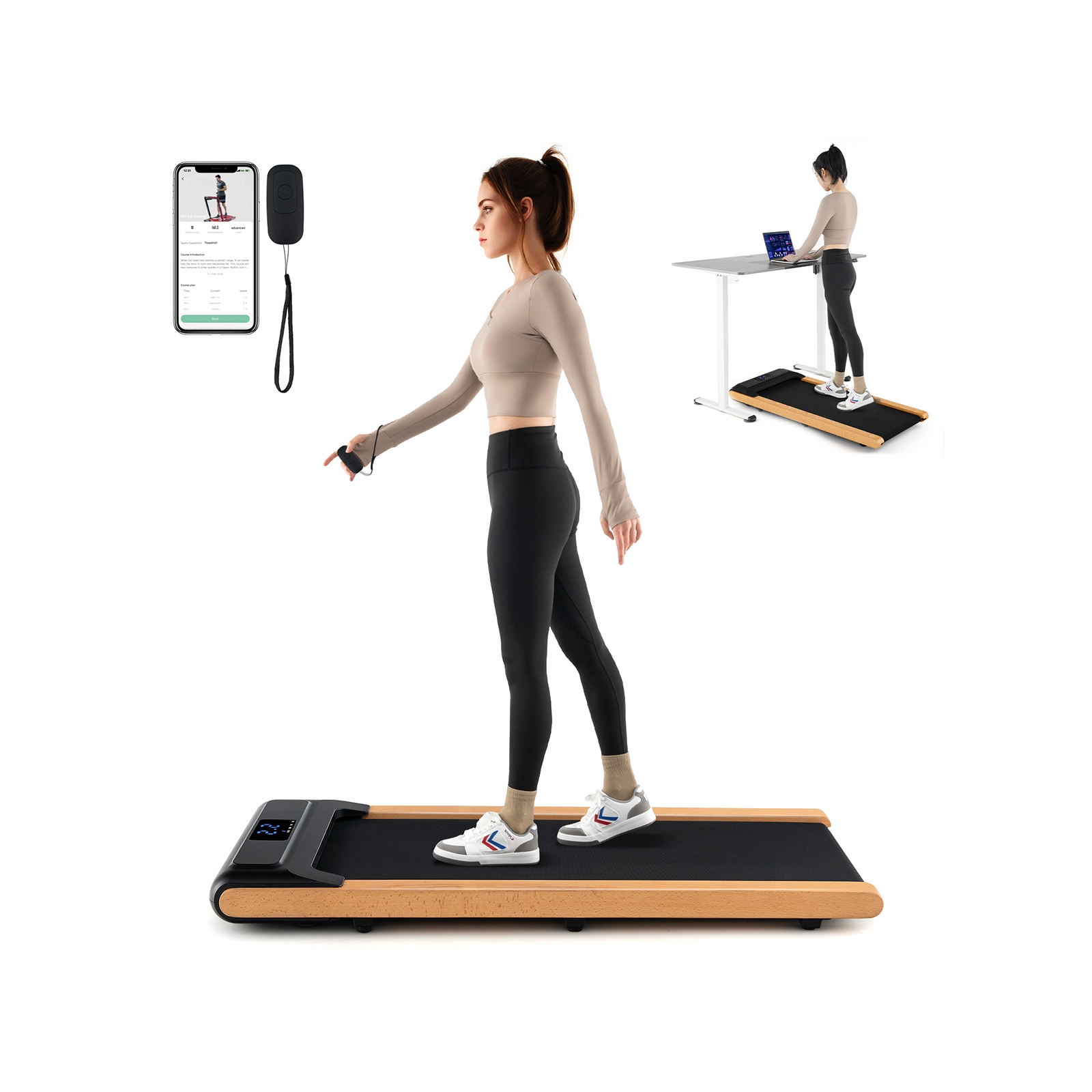 Volenca 48-in Under Desk Walking Pad Treadmill with 2.25 HP Motor Remote and Smart App Control