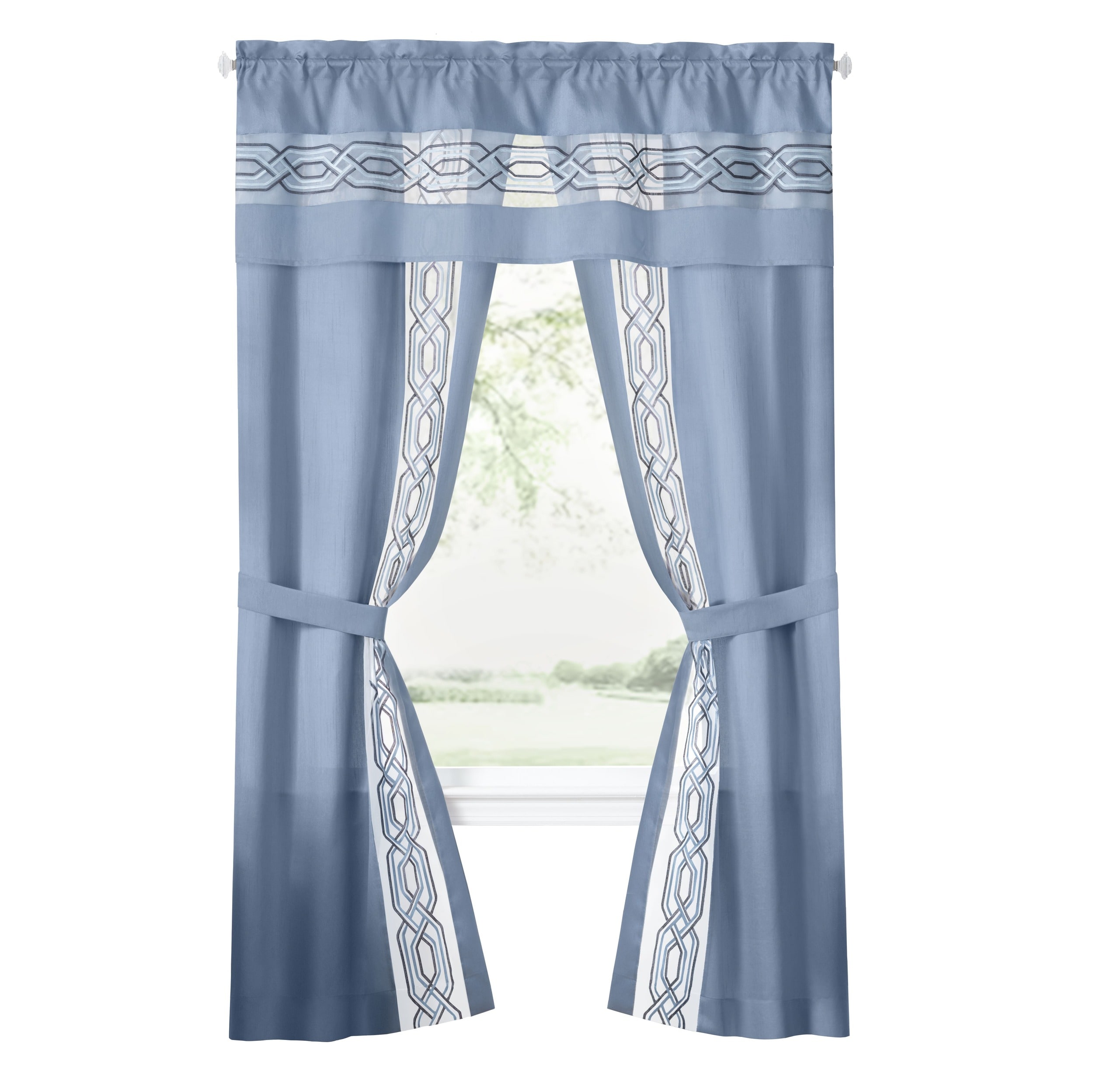 Achim PA5P63BL12 63-in Blue Geometric Light filtering Rod pocket Curtain panel pair