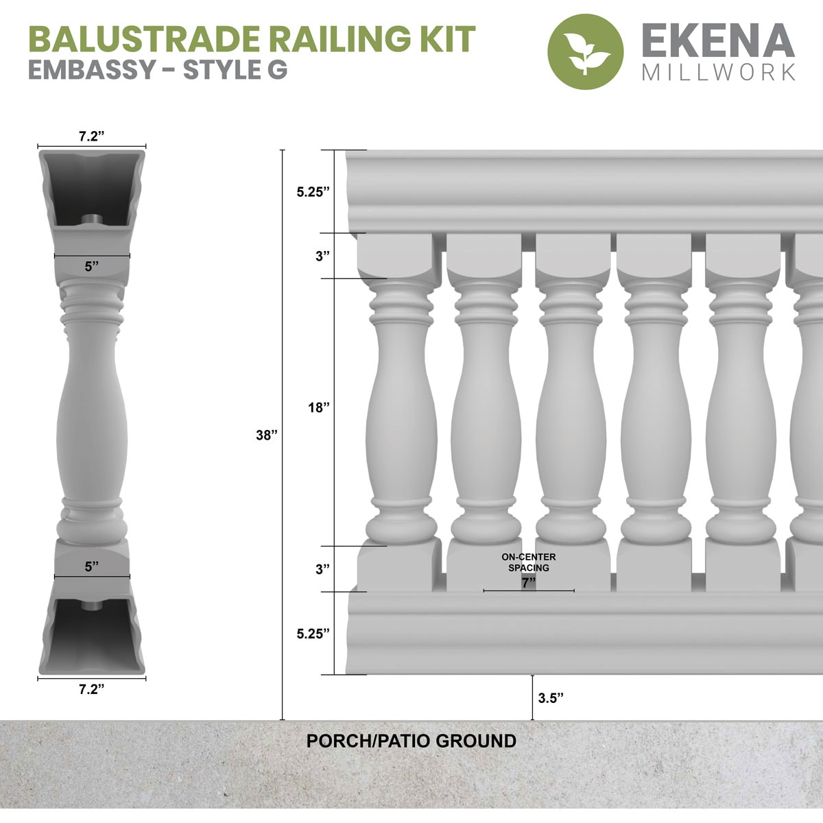 Ekena Millwork BALK38X120EMG railings - View #2