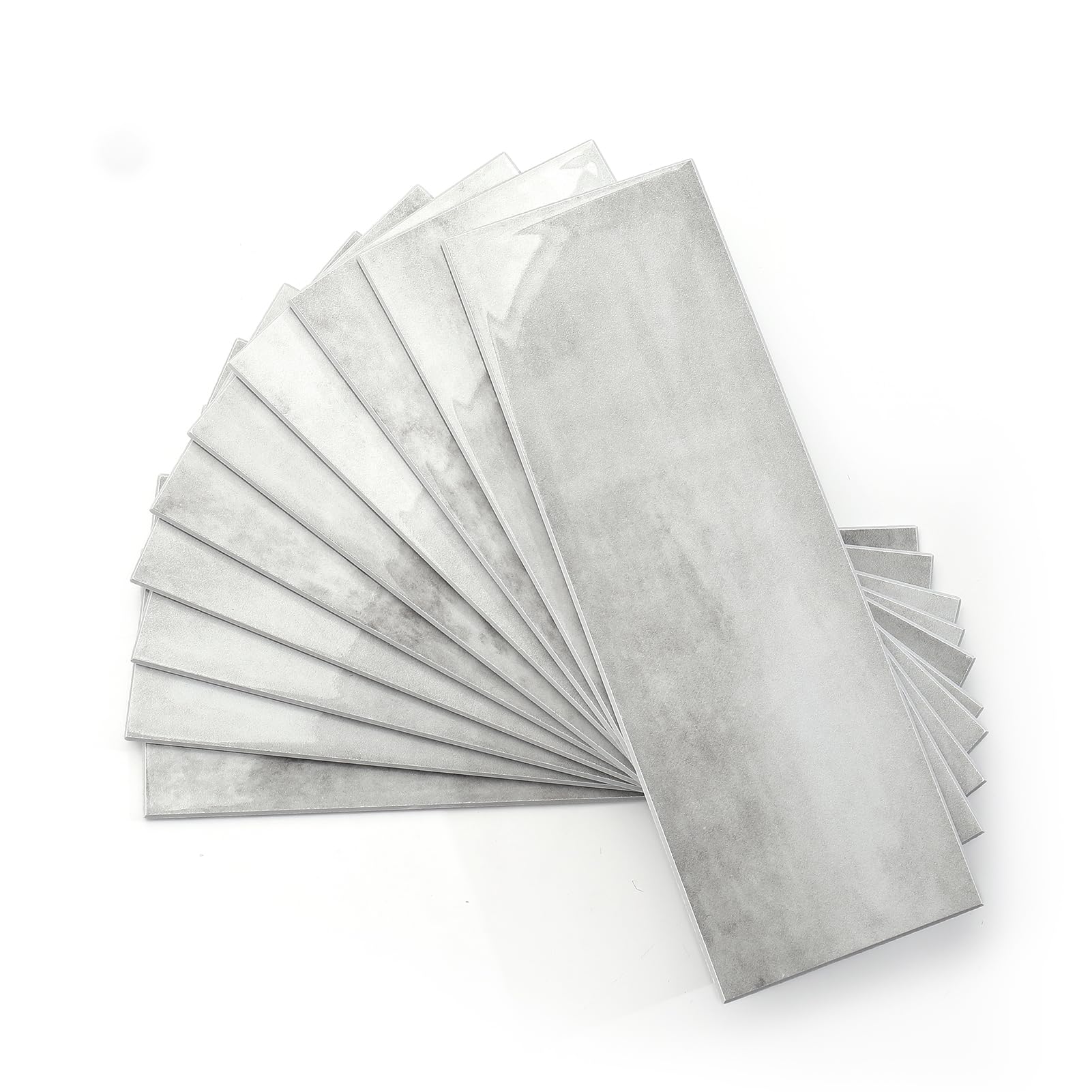 Yichuhaoxi  30 pcs Peel and Stick Backsplash Tile Glossy Light Gray Subway 3 x 9 Inch Self Adhesive Wall Tile SPC Imitation Stone for Kitchen