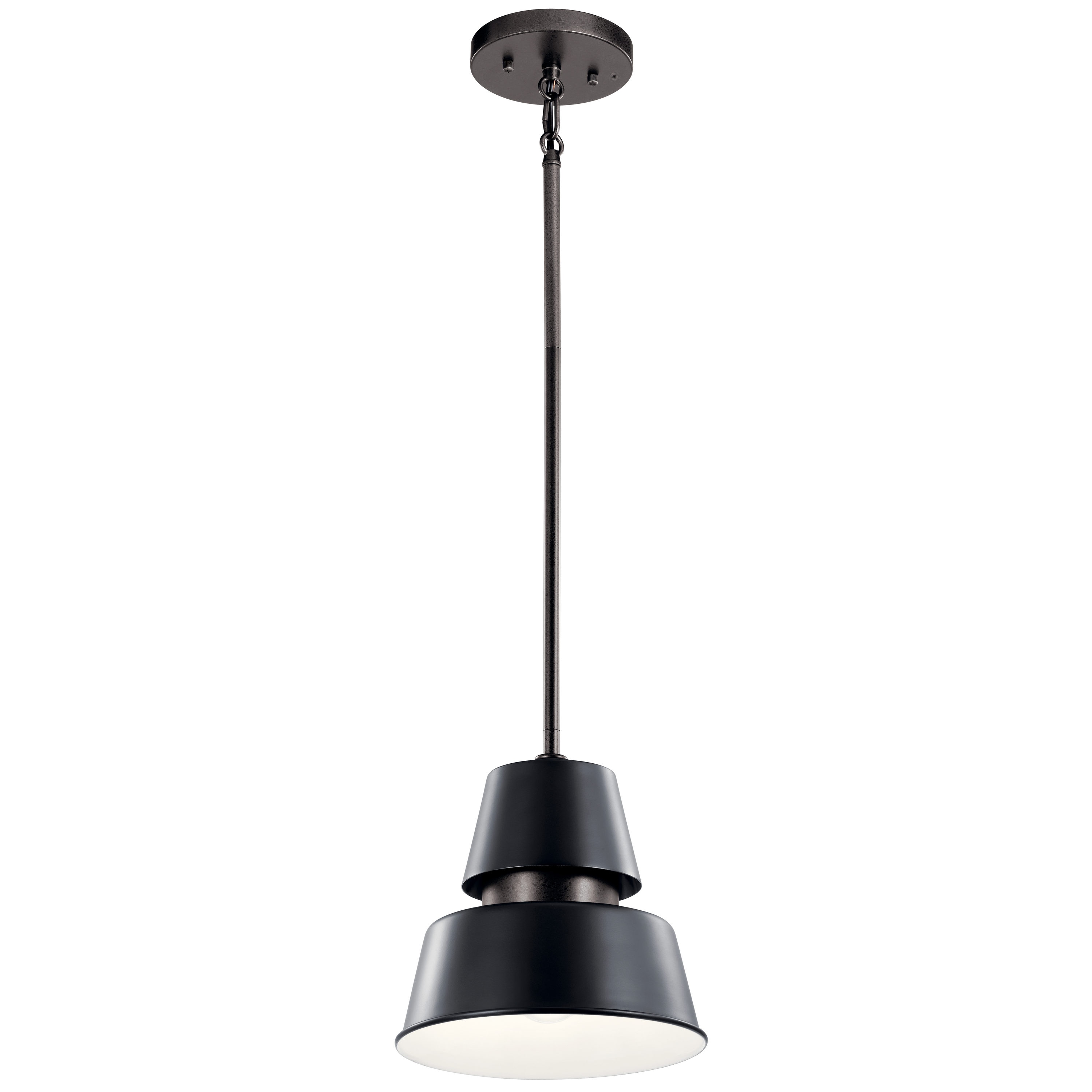 Lozano Black Aluminum Bowl Pendant with White Interior - Indoor/Outdoor