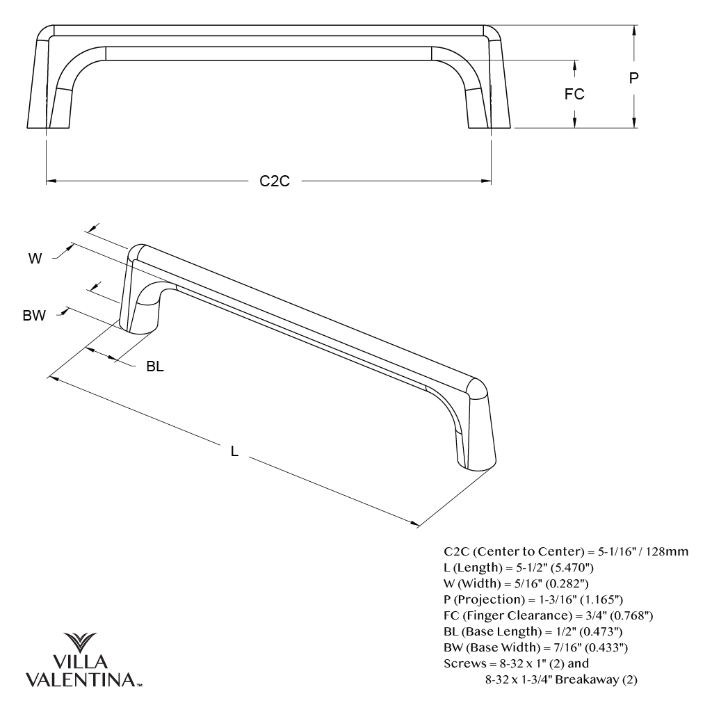 Villa Valentina VV6128CBZ Cabinet-Pulls - View #8