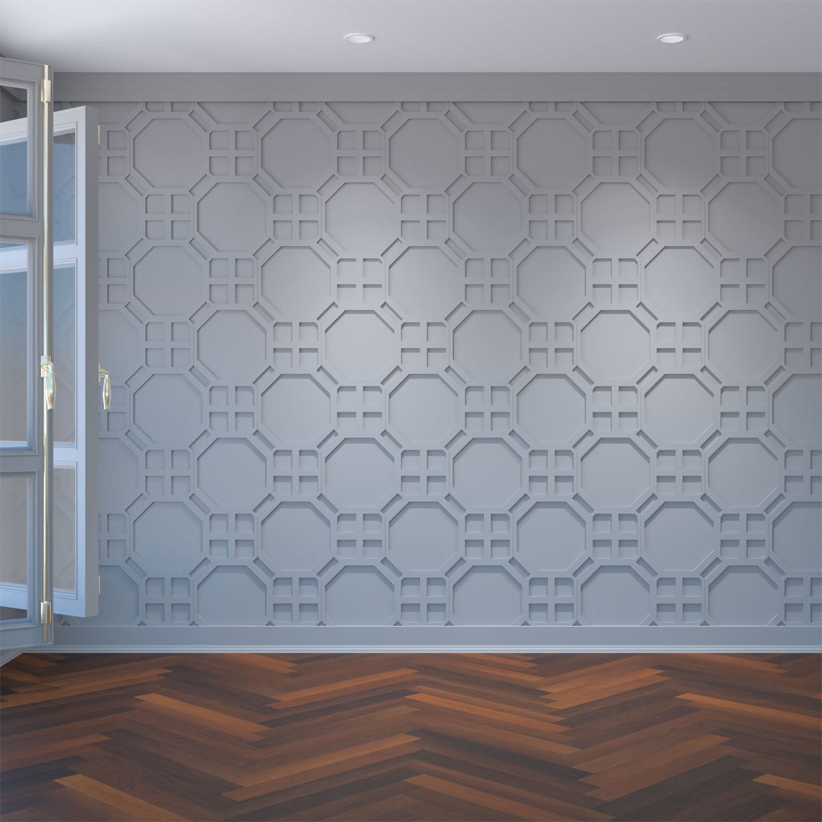 Ekena Millwork WALP16X16JHN 25-3/4-in x 15-3/8-in Smooth Paintable/Stainable White PVC Fretwork Wall Panel ( 2.39 )