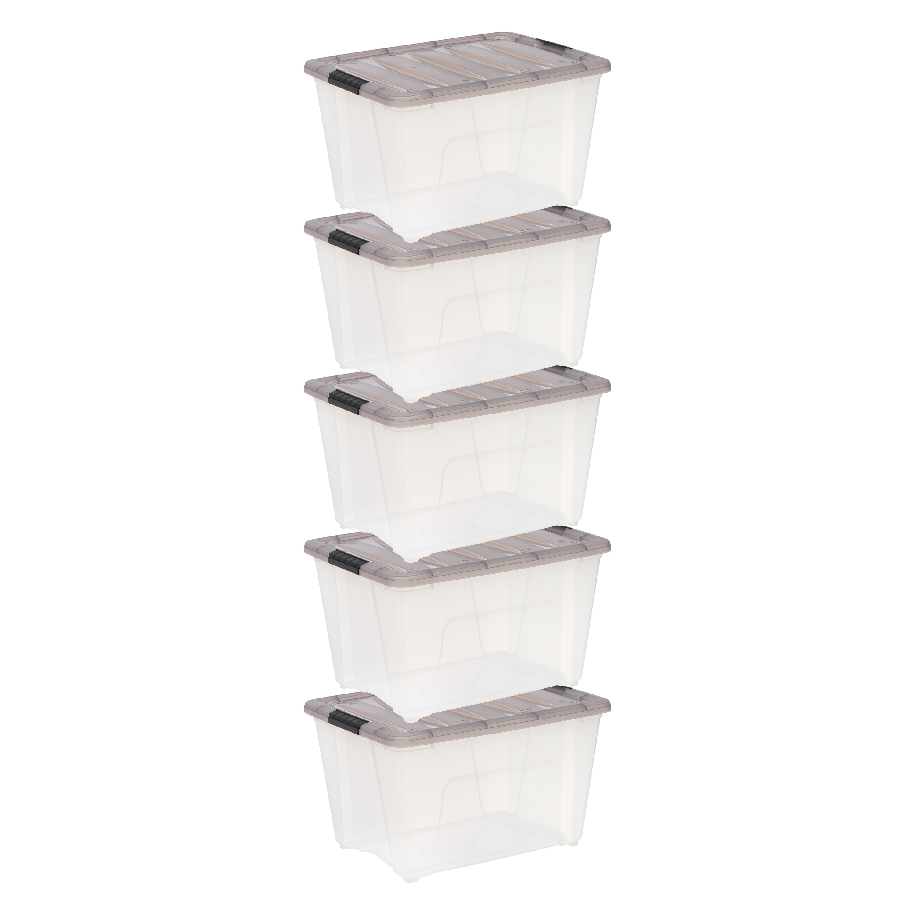 Roughneck 19Qt/ 4.75 Gal Clear Stackable Storage Containers w/Grey Lids,  6-Pack