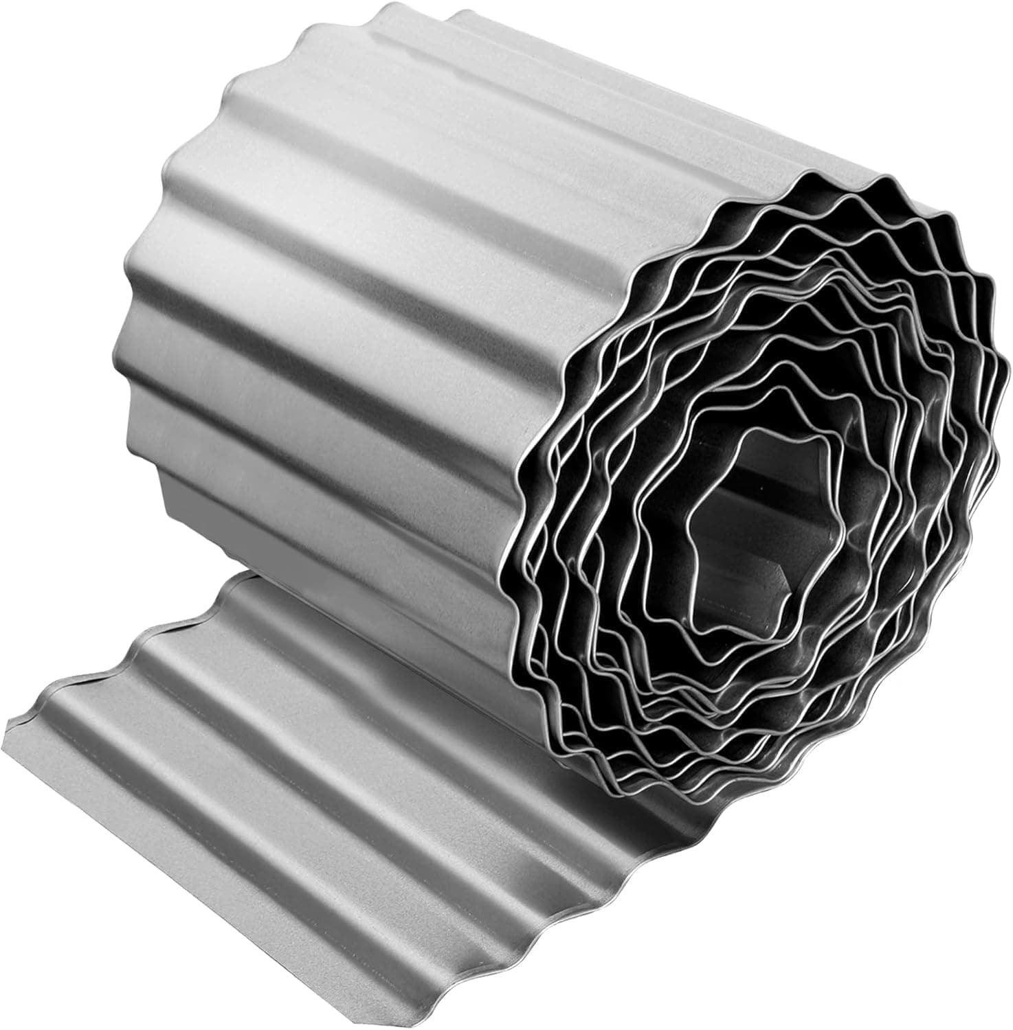 GarveeLife 20ft Metal Landscape Edging Border Corrugated Garden Edging Lawn Garden Fence for DIY Flower Bed Sliver