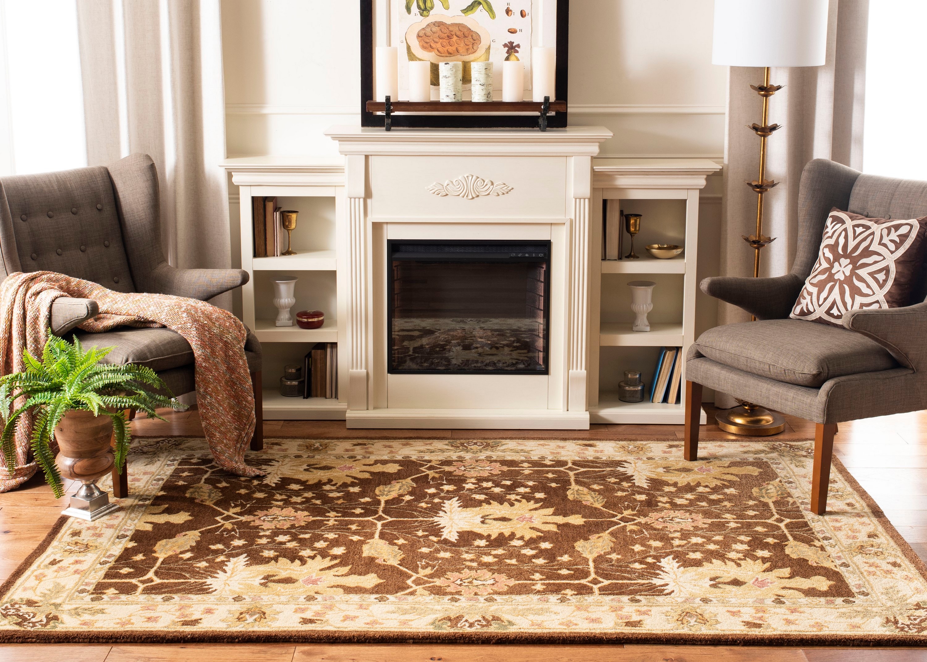 Anatolia Brown and Beige 8' x 10' Hand Tufted Wool Area Rug