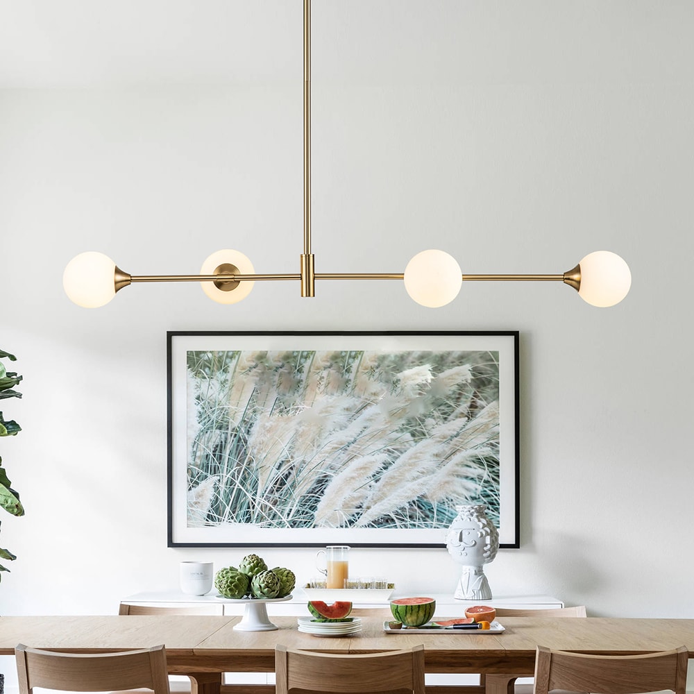 EDISLIVE Y81010000039028 4 -Light Gold Modern/contemporary Clear glass Linear Large Hanging Kitchen island light