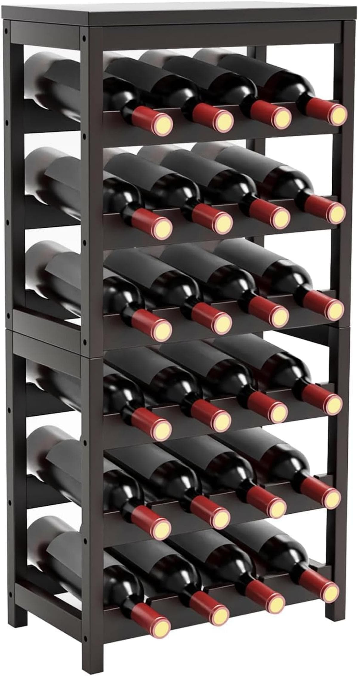 Misopily 24 Bottle Bamboo Wine Rack Freestanding 6 Tier Floor Storage ...
