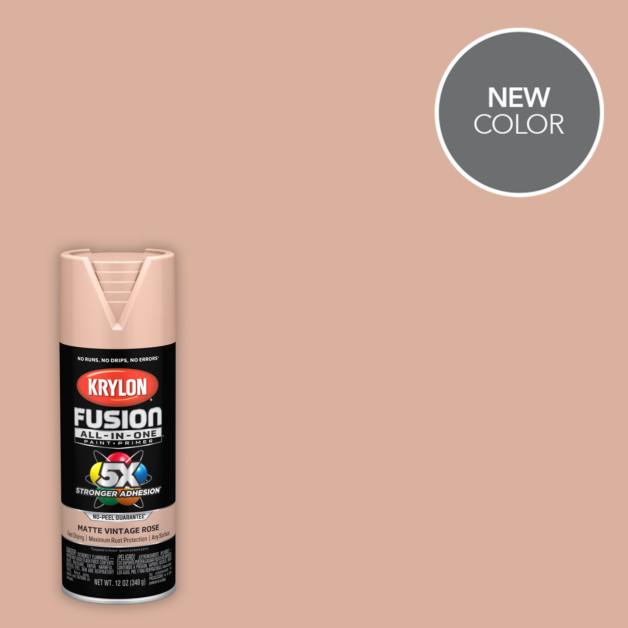 Krylon K02947007 Fusion All-In-One Matte Vintage Rose Spray paint and primer in one ( NET WT. 12-oz )