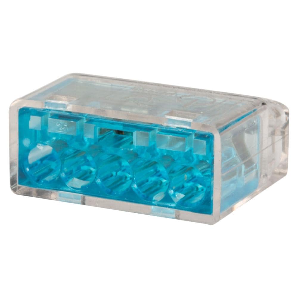 King Innovation Push-In Wire Connectors 5-Ports Blue (50-Pack) in