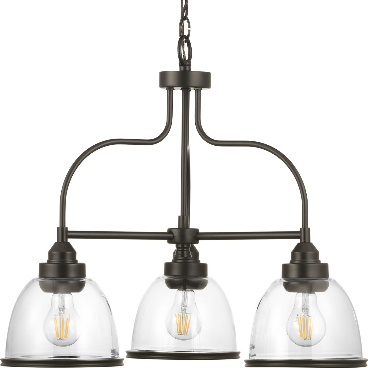 Progress Lighting P400134-020 Saluda 3-Light Antique Bronze Transitional Led, Dry Rated Chandelier