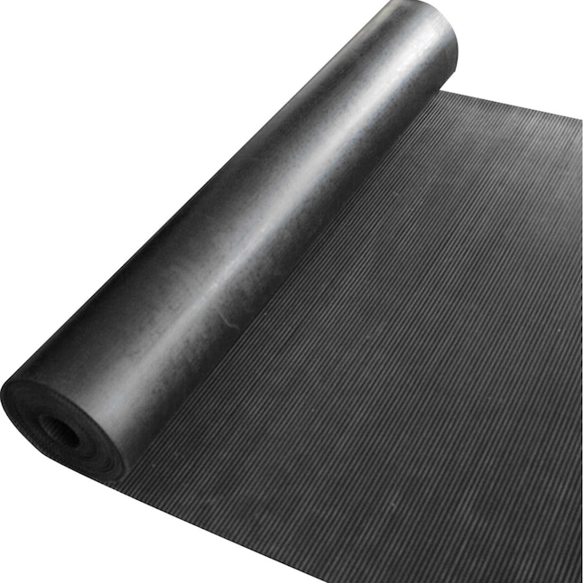 Rubber-Cal Ramp-Cleat Non-Slip Outdoor Rubber Mats - 1/8 in x 3 ft x 20 ft Floor Mat Black