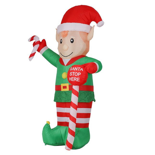 LuxenHome 5.3-ft Lighted Elf Christmas Inflatable in the Christmas ...