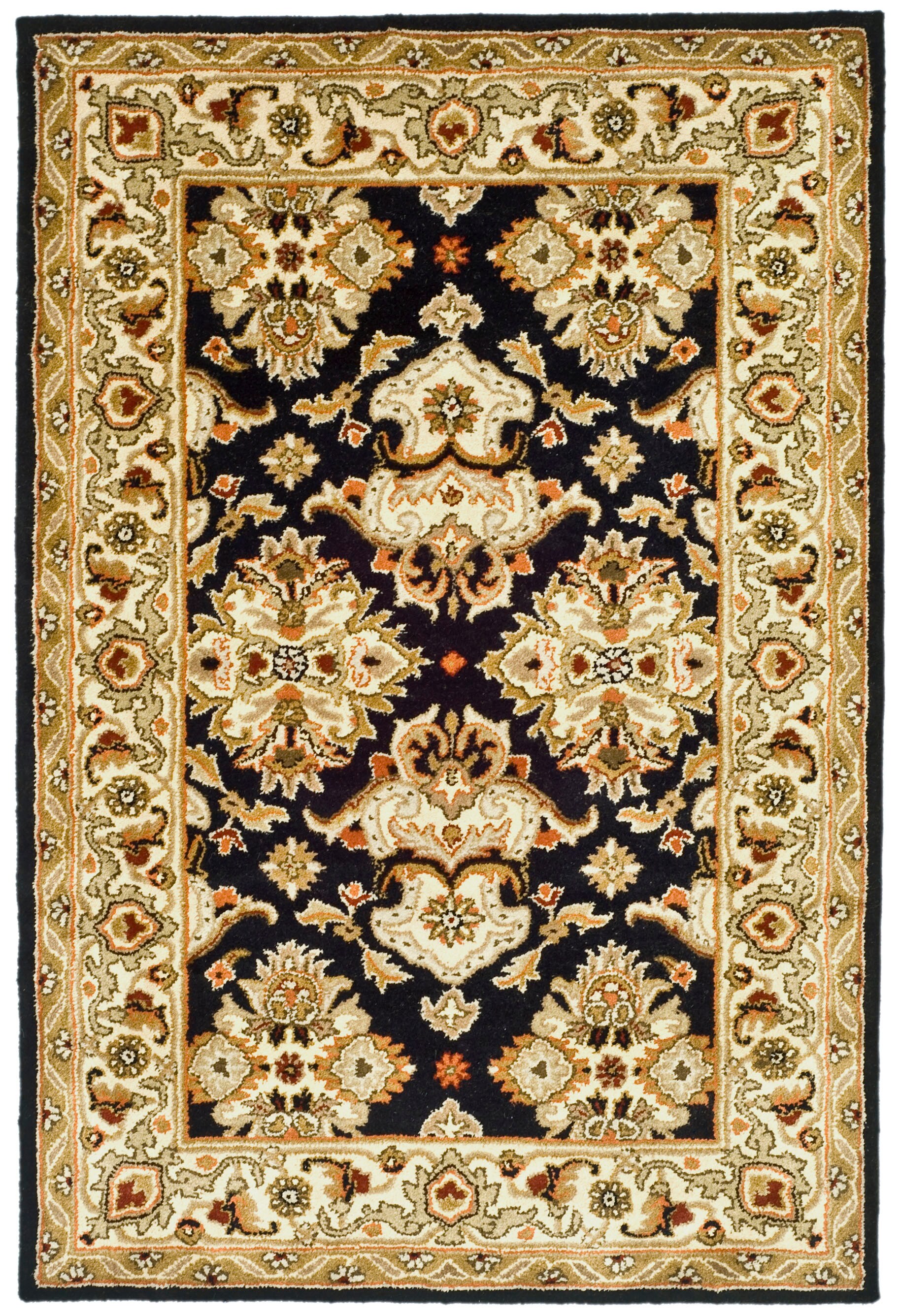 Elegant Heritage Black & Ivory Wool 4' x 6' Hand-Tufted Rug