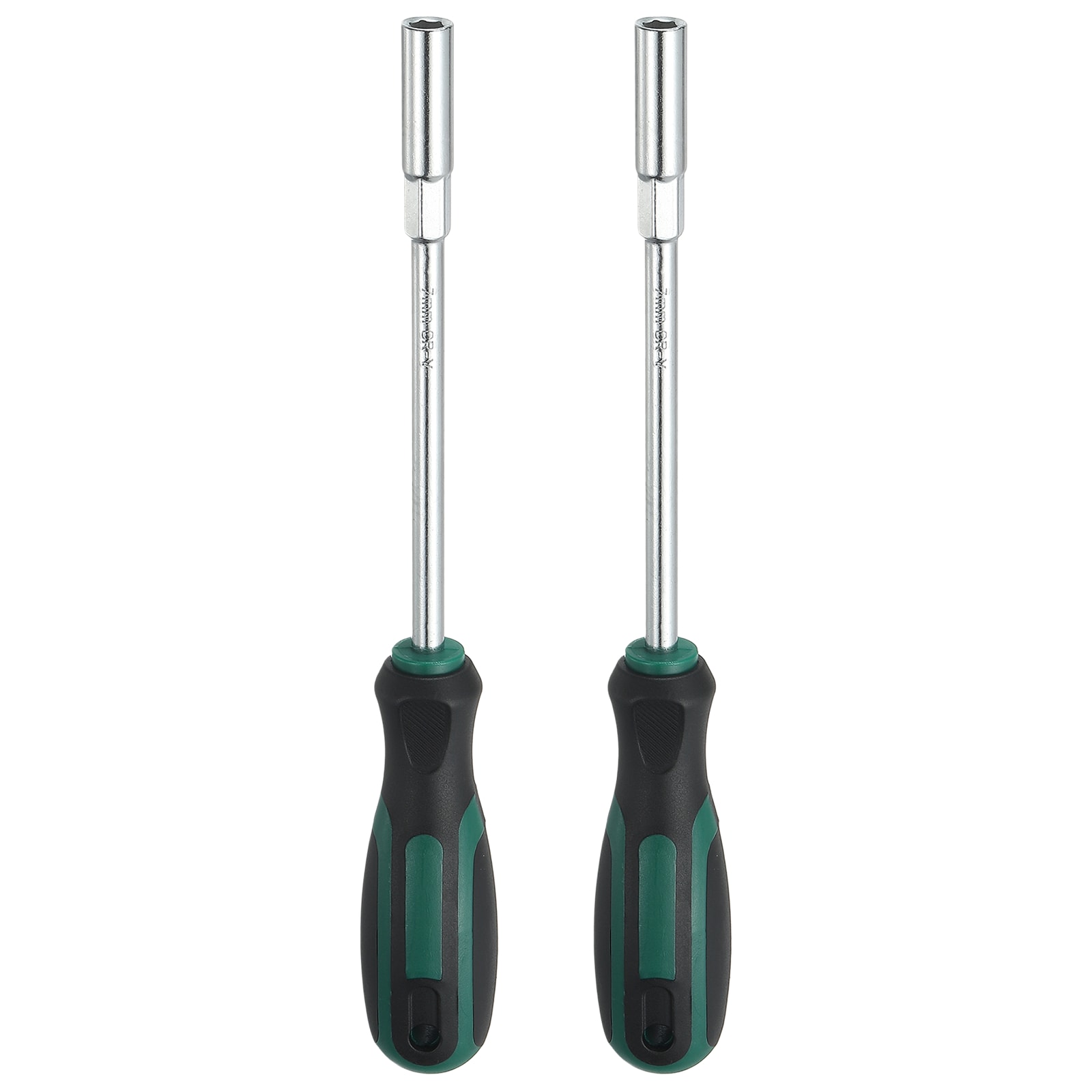 Harfington 2pcs Metric Nut Driver 7mm CR-V Non-Magnetic Tip Hollow Shafts Hex Socket Screwdriver with Anti-Slip Handle for Automobile Repair Bit Driver Green/Black #S26060900UX3858