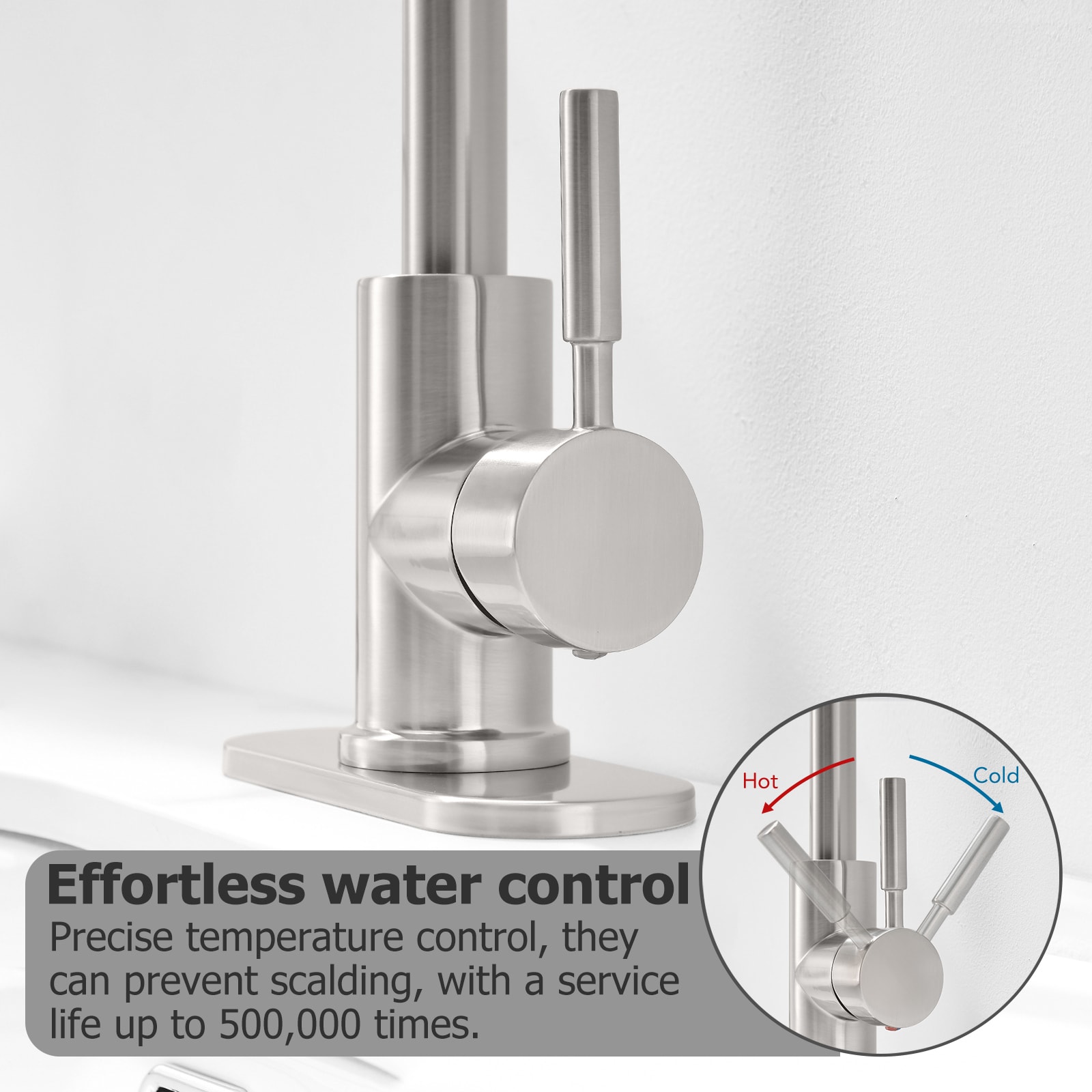 Brushed Nickel Single-Handle Bathroom Faucet with Metal Drain