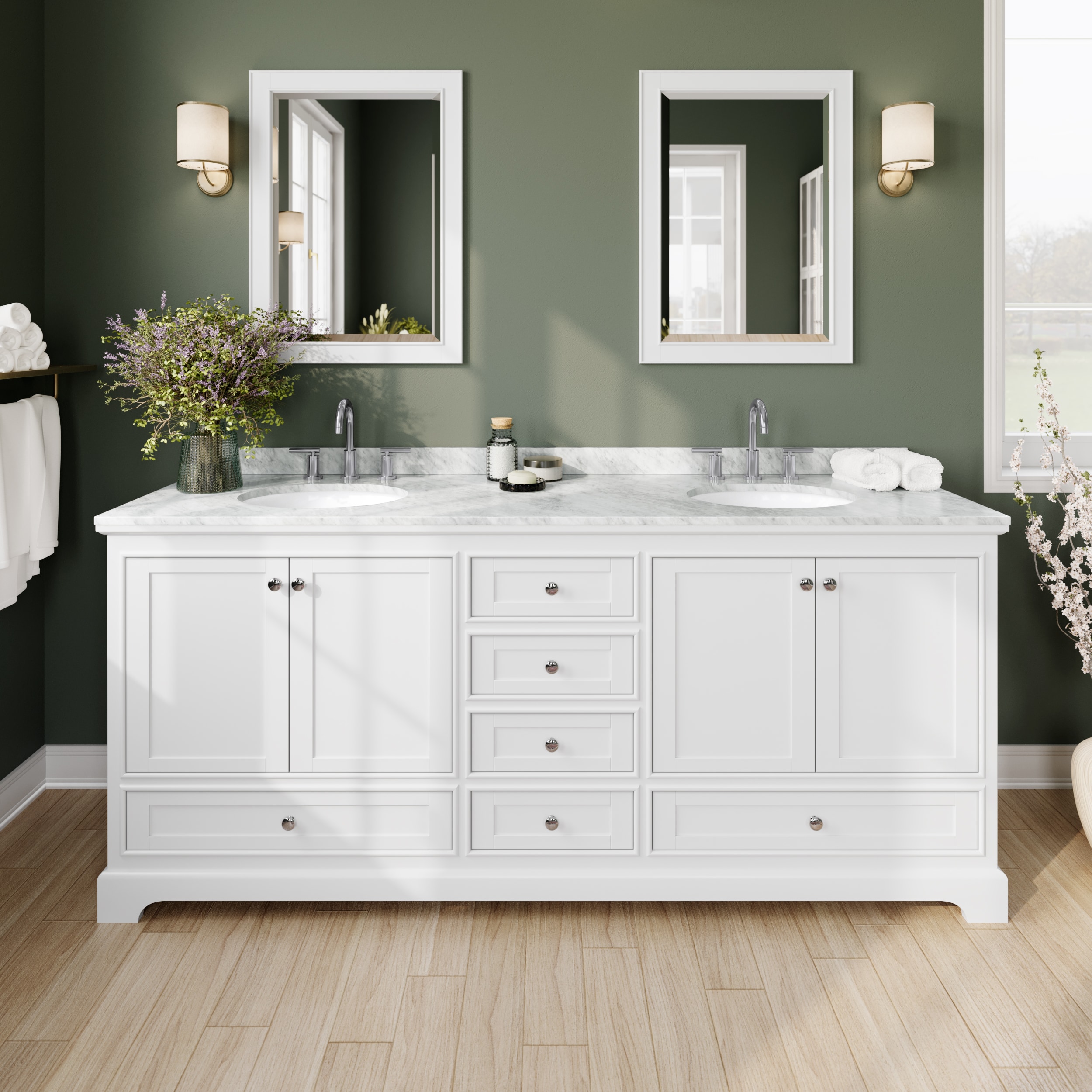 Wyndham Collection Deborah 80-in White with Polished Chrome Trim