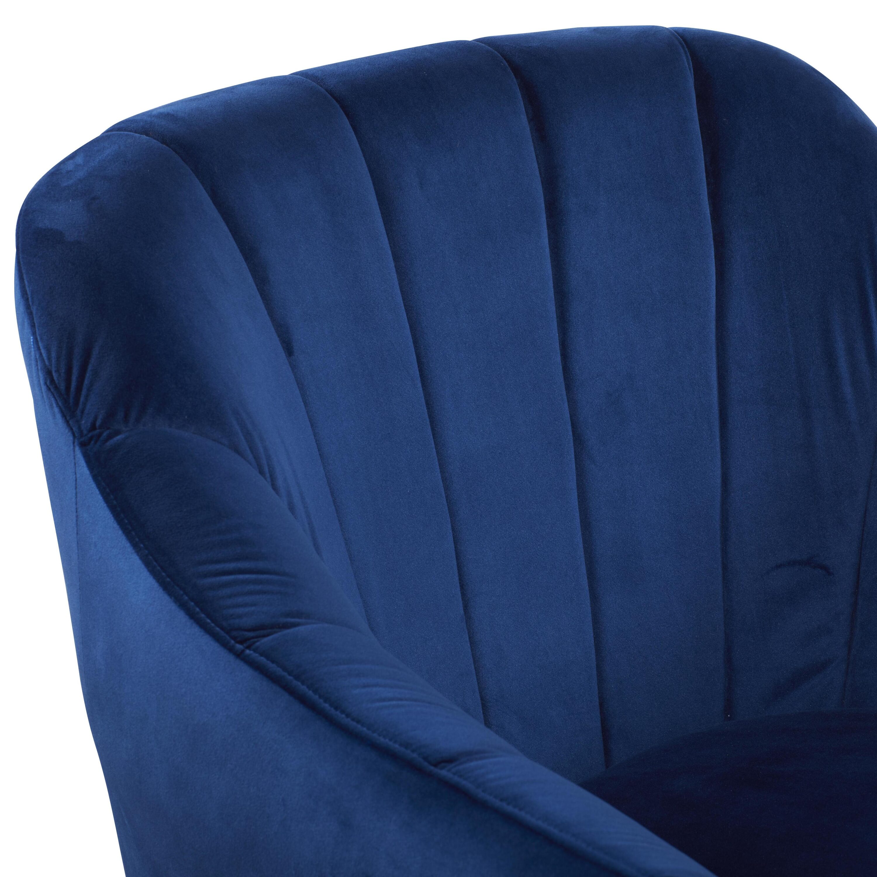 Elegant Blue Velvet 27" Wood Frame Accent Chair