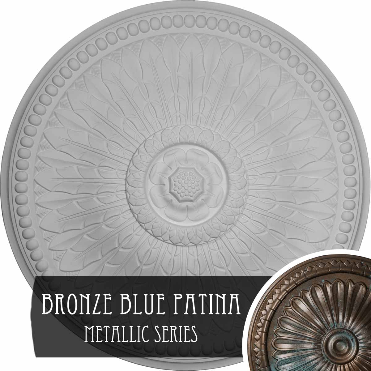Ekena Millwork CM42SPBBS Springtime 42.5-in W x 42.5-in L Painted Bronze Blue Patina Polyurethane Whole Ceiling Medallion
