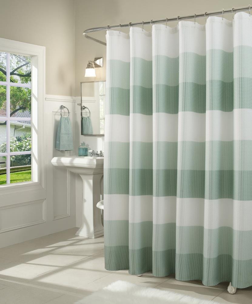 Dainty Home Ombre Waffle Shower Curtain 72 In L Spa Striped Polyester At Lowes Com
