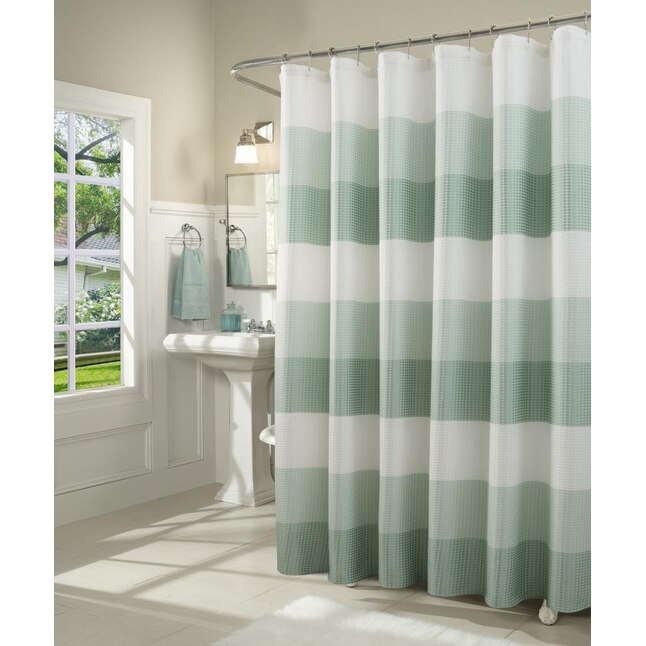Polyester Spa Striped Shower Curtain, Gray And White Striped Shower Curtain Bathroom
