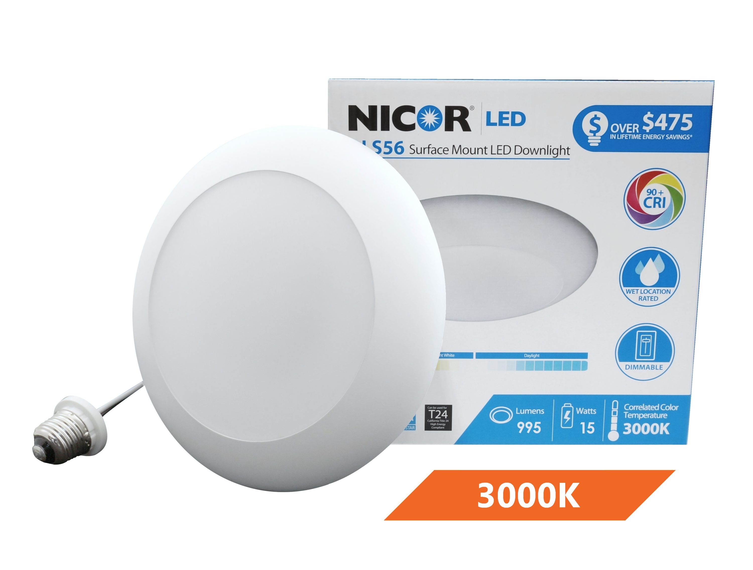 White Aluminum 3000K LED Surface Mount Downlight