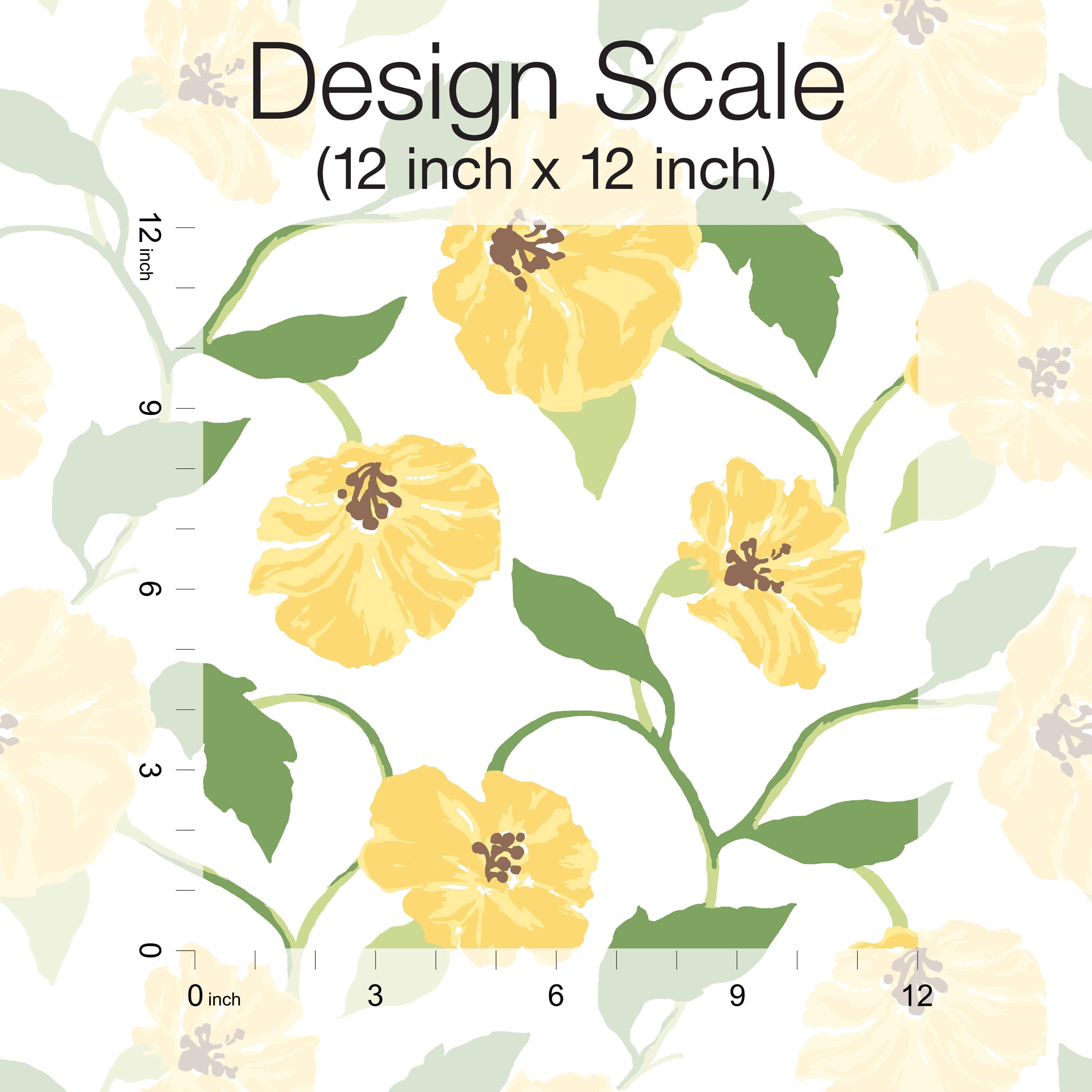 York Wallcoverings PSW1401RL Madcap Cottage 34.2-Sq. Feet Yellow Non-woven Floral Self-adhesive Peel and Stick Wallpaper