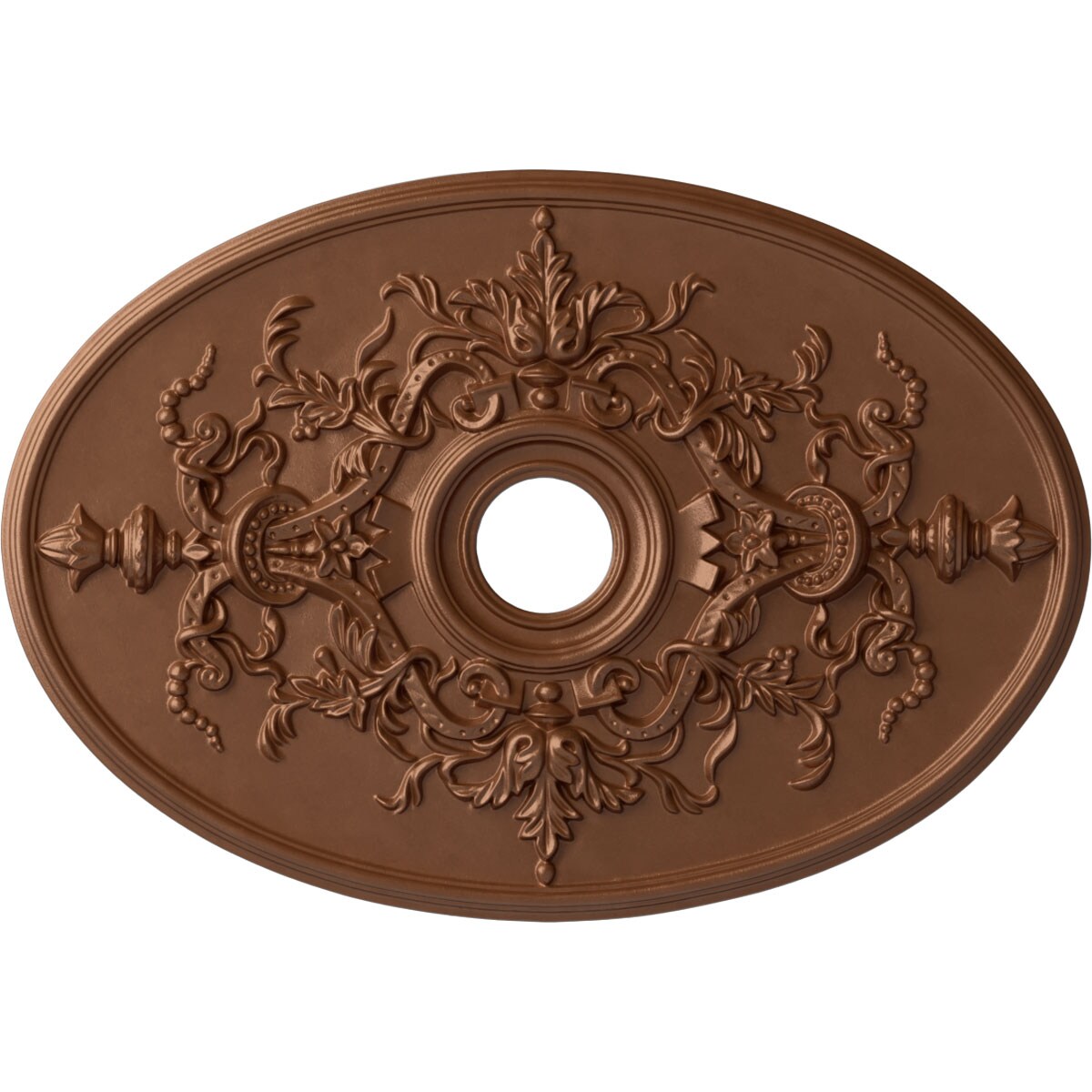 Ekena Millwork CM21X30ALPOS Alexa 21.25-in W x 30.75-in L Painted Polished Copper Polyurethane Whole Ceiling Medallion
