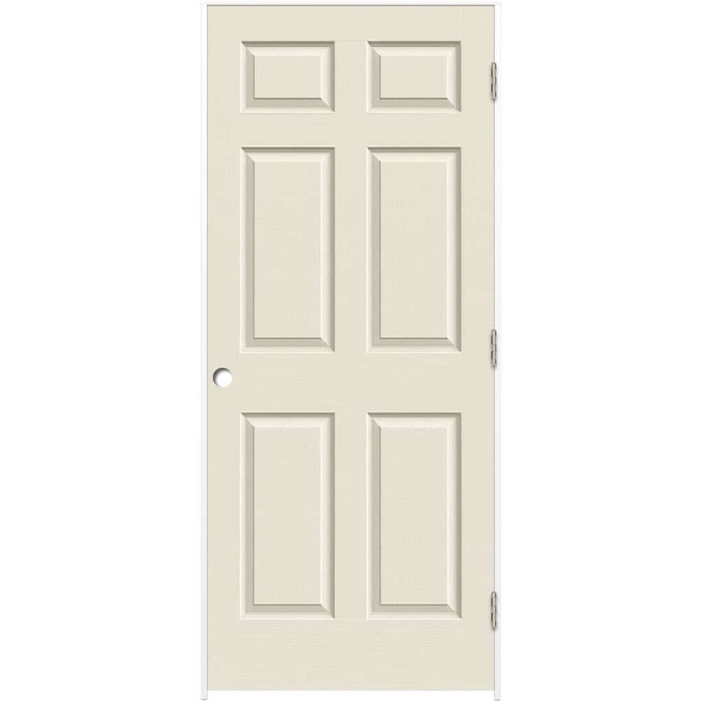 RELIABILT LOE830394 36-in x 80-in Primed Solid core 6-panel Left hand Textured Primed Molded composite Flat Jamb Single Prehung Interior Door