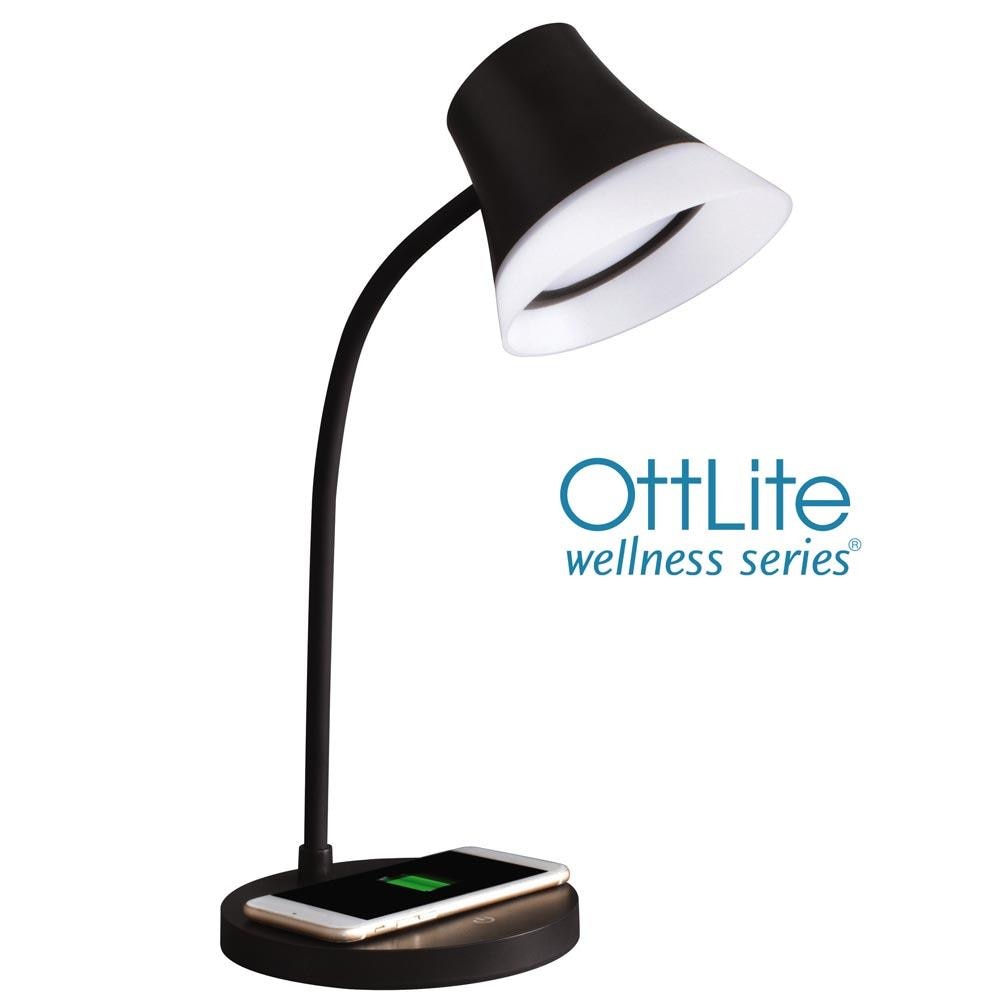 OttLite Shine LED Desk Lamp 8.1-in Black Touch Desk Lamp with Plastic Shade  in the Desk Lamps department at