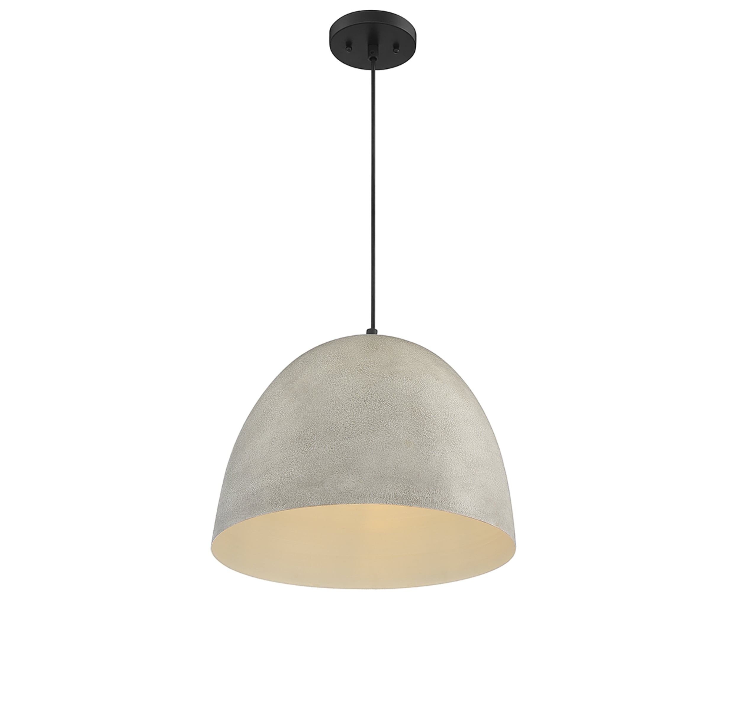 Meridian Rough Stone Bowl Pendant in Matte Black and Concrete