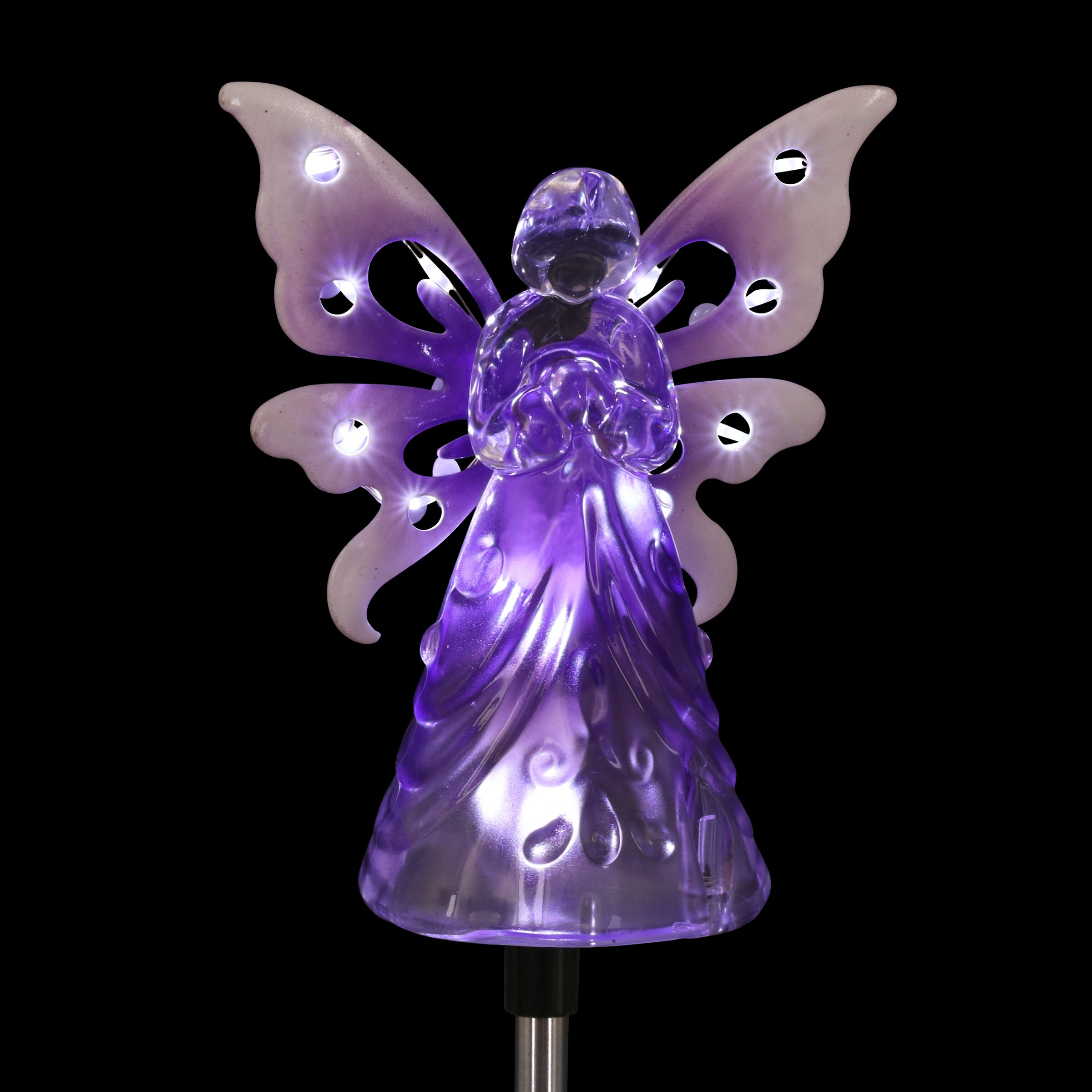 Purple Acrylic Angel with LED Lights Garden Stake