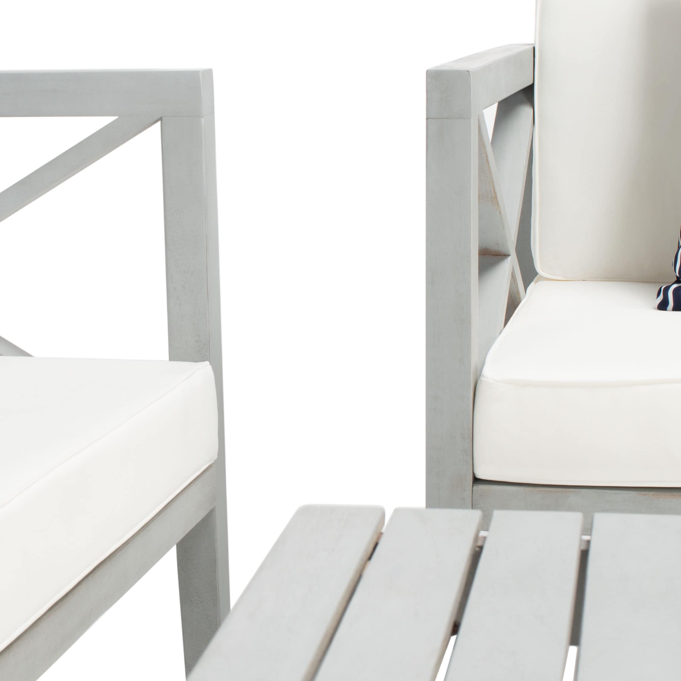 Safavieh PAT7031H Nunzio 4 -Piece Patio Conversation Set with Off-white SAFAVIEH Cushions