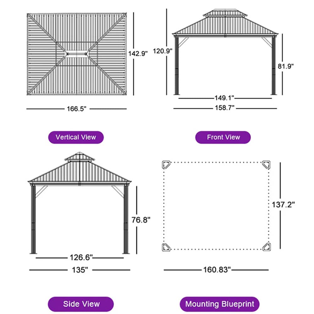 PURPLE LEAF LS06WHTG1214 Wood-Resin-Gazebos - View #11