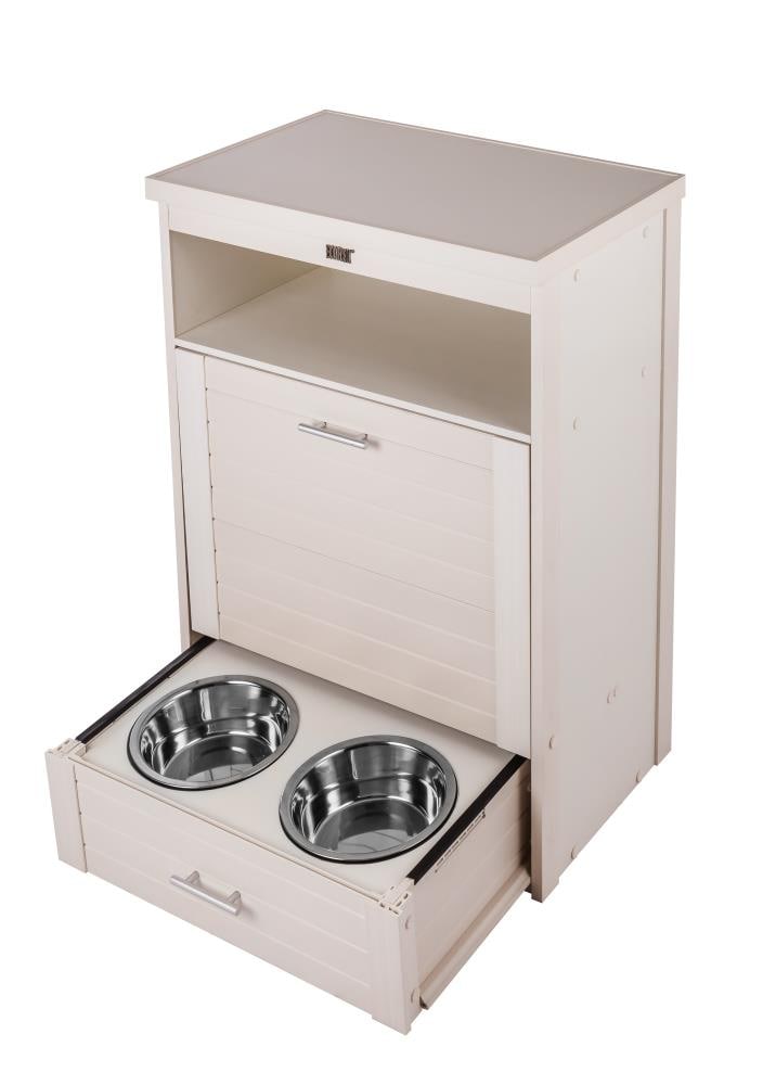 Large Dog Food Storage Cabinet Pet Feeder Station Stainless Double