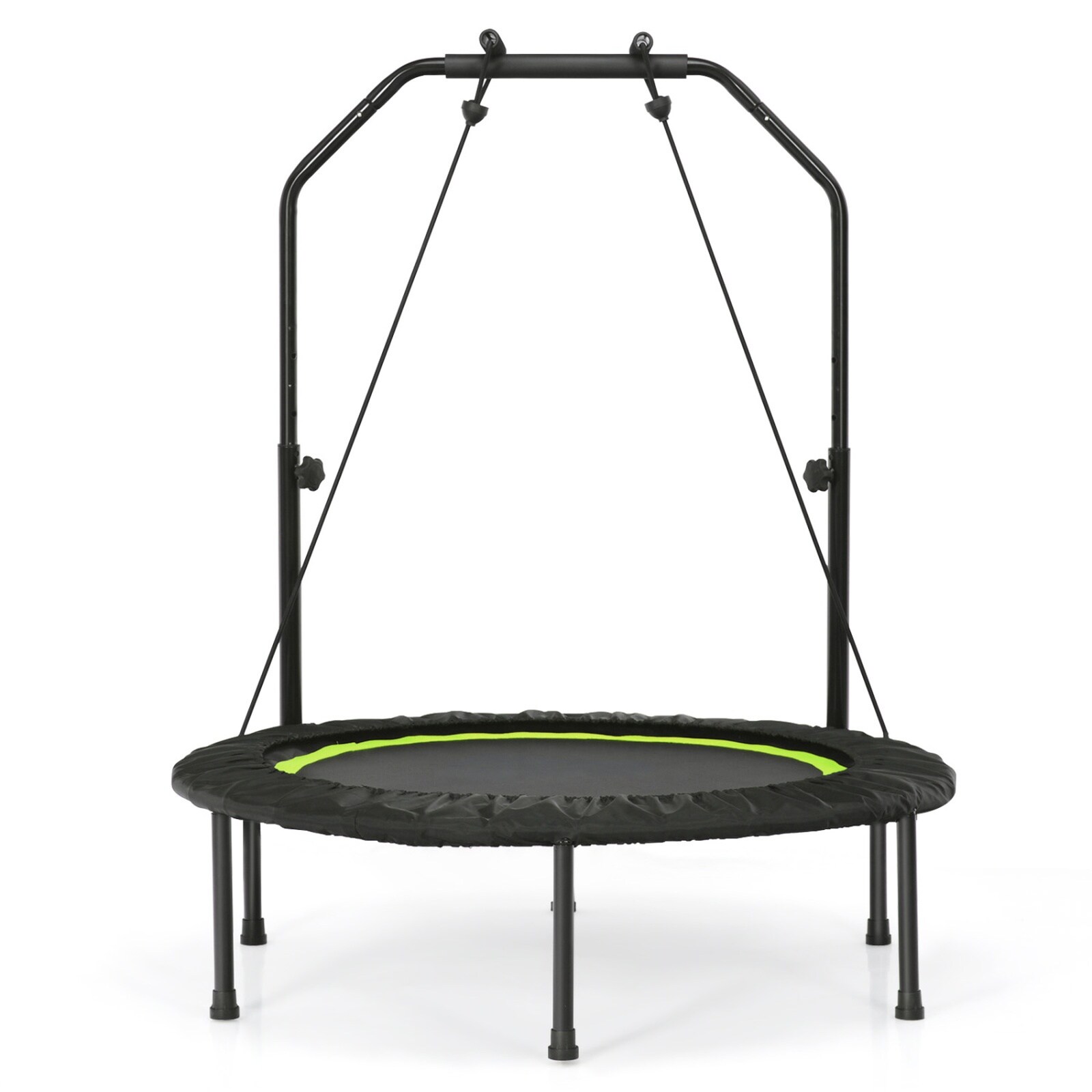 SUGIFT 40-in Fitness Rebounder Trampoline for Adults with 4-Level Adjustable Handlebar and 2 Resistance Bands 330-lb Capacity Green