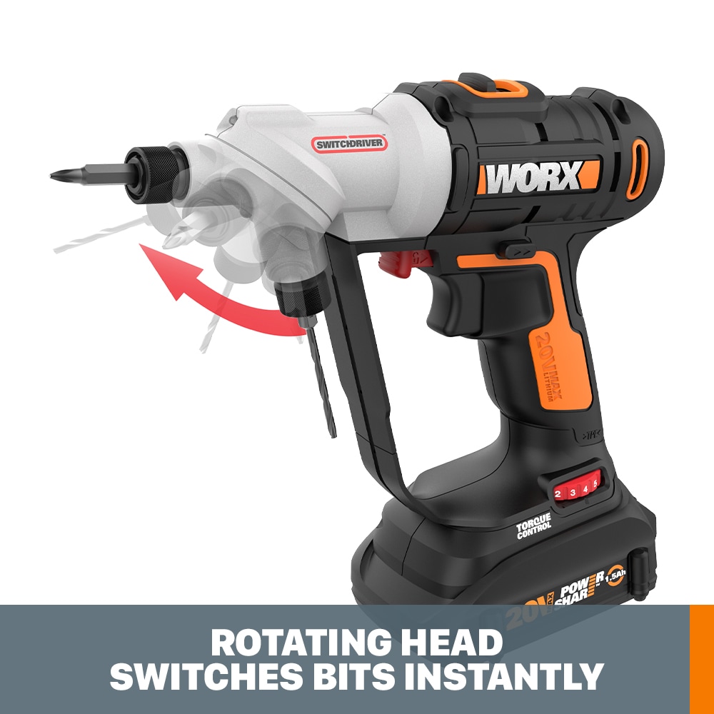 WORX Switchdriver 20 volt Max 1 4 in Right Angle Cordless Drill at