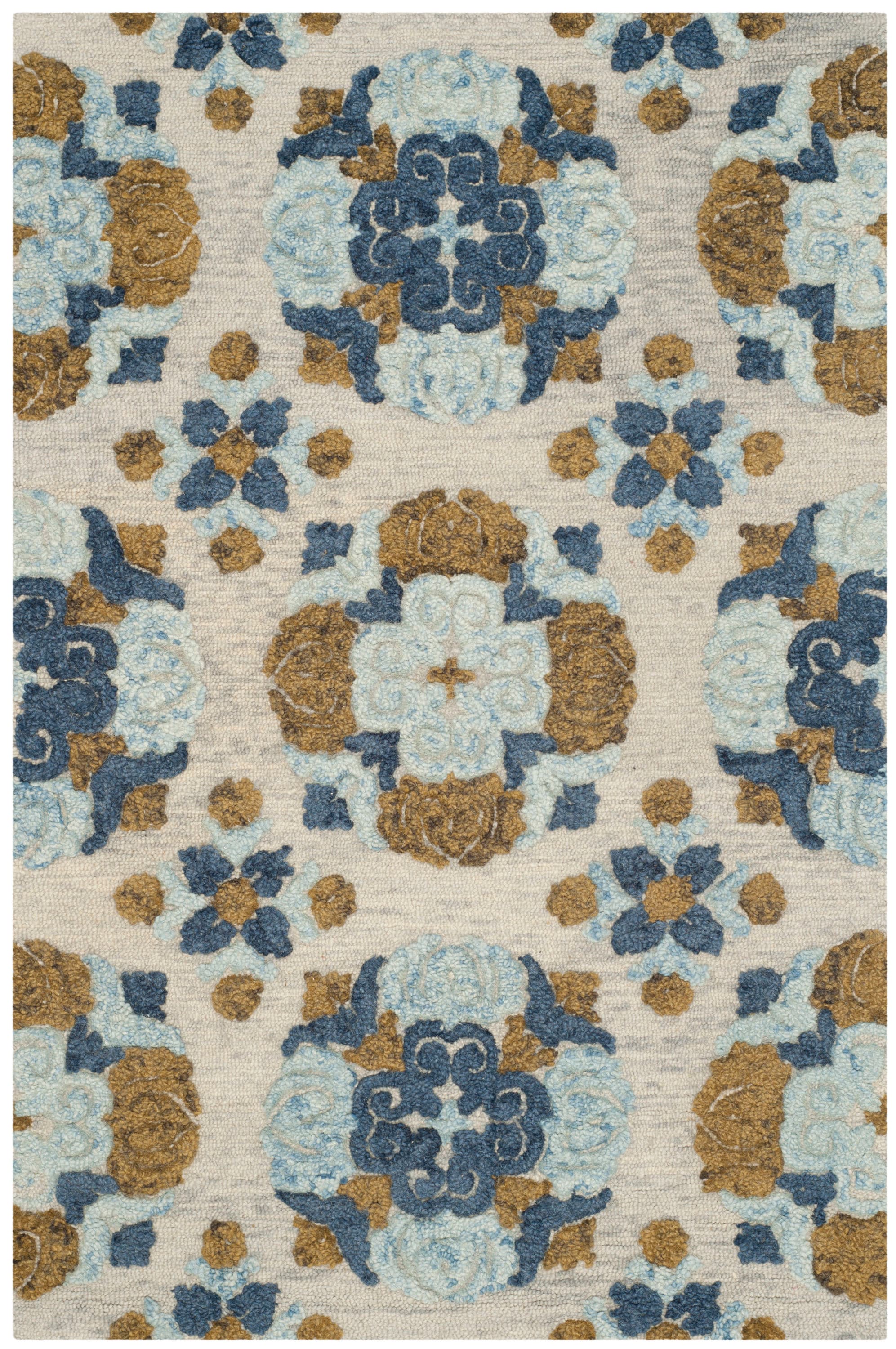 Safavieh BLM403A-4 Blossom Nolie 4 x 6 (ft) Tufted Wool Beige/Multi Rectangular Indoor Floral/Botanical Farmhouse/Cottage Area rug