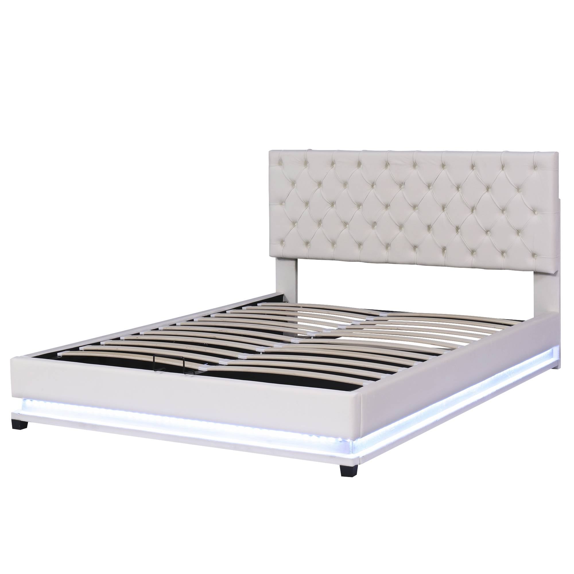 Yiekholo Beige Queen Upholstered Bed with Storage in the Beds ...