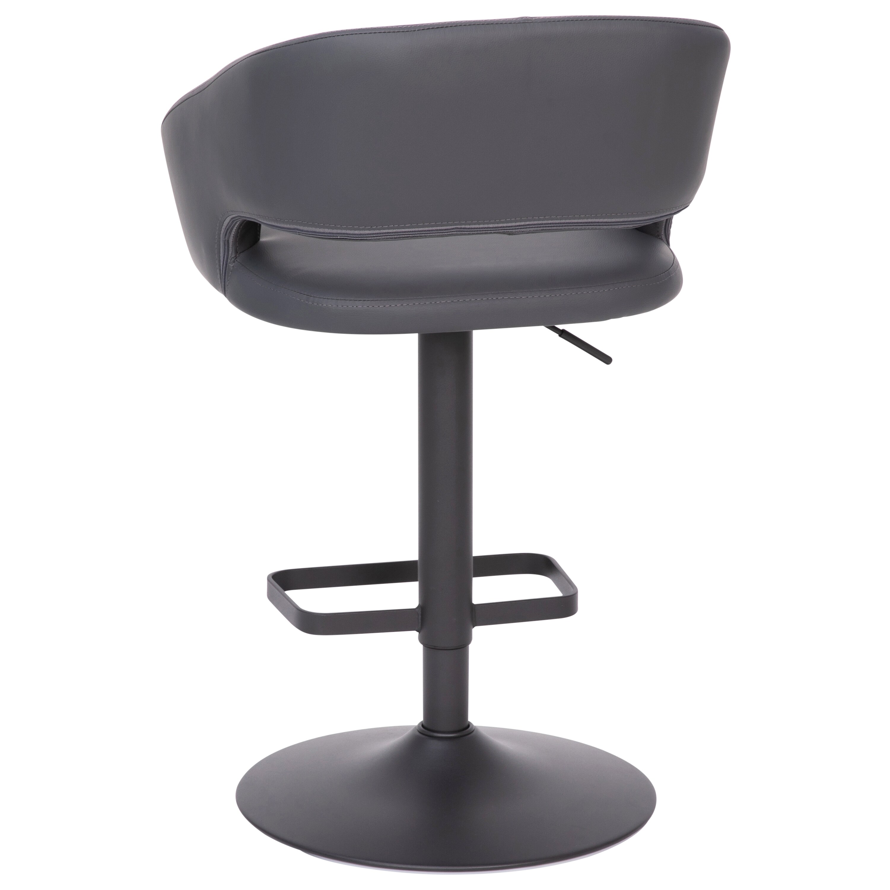Gray Vinyl Adjustable Swivel Barstool with Black Metal Base