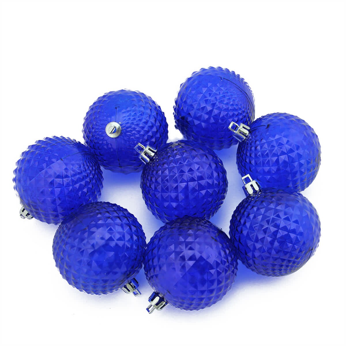 Northlight Transparent Shatterproof Diamond Cut Christmas Ball Ornaments - 2.5 inch - Blue - 8ct
